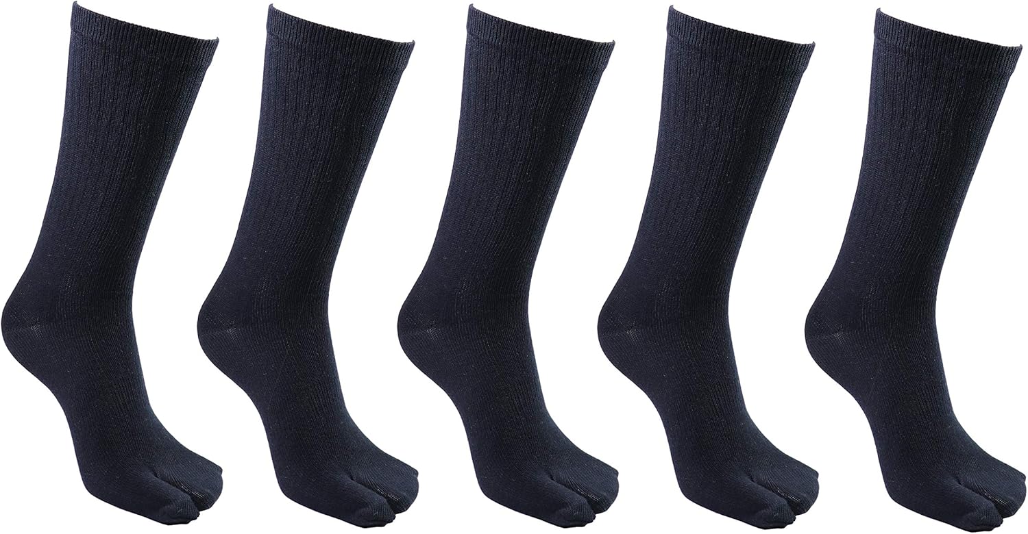 Men's 2 Toe Sandal Flip Flops Japanese Tabi Socks, 5 Pairs Pack