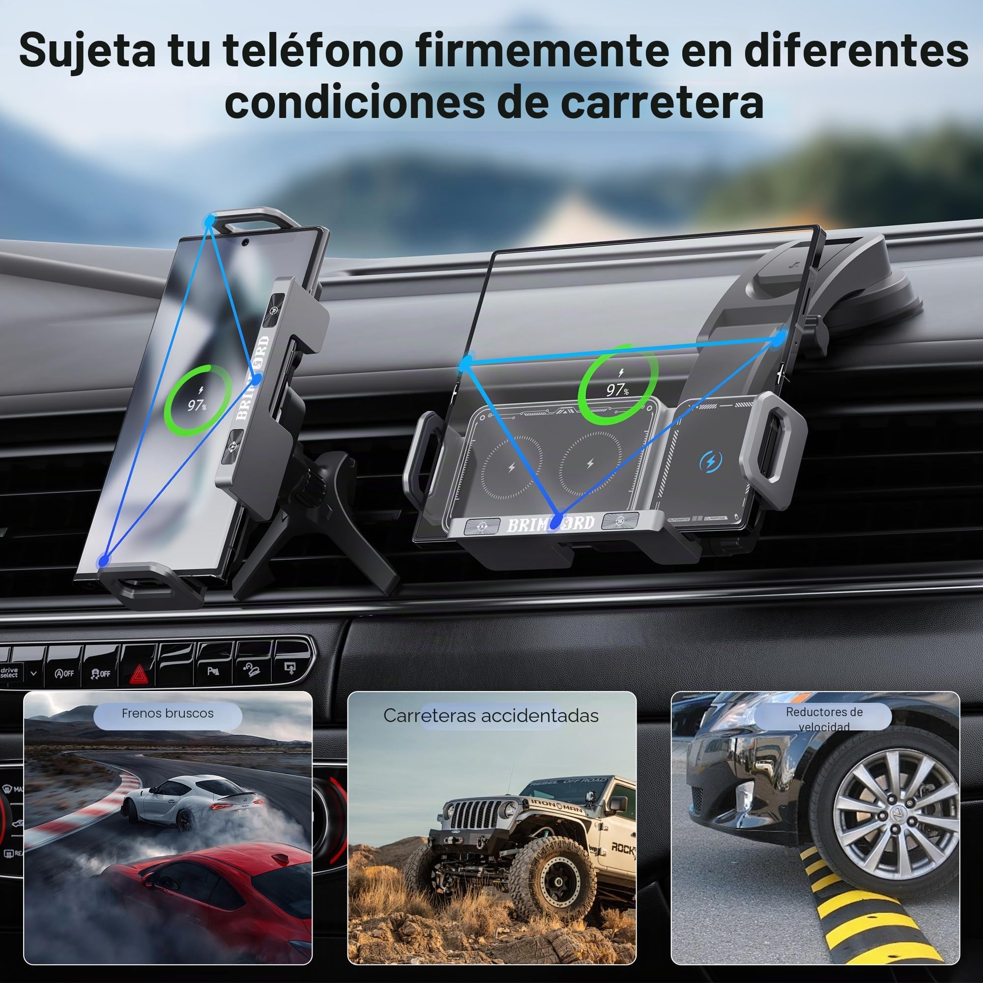 Soporte de teléfono para coche para Samsung Galaxy Z Fold 7/6/5/ Z Flip S25 S24 S23 XIAOMI 17 15 iPhone 17, cargador inalámbrico Qi rápido de doble bobina, cargador inalámbrico con rotación automática