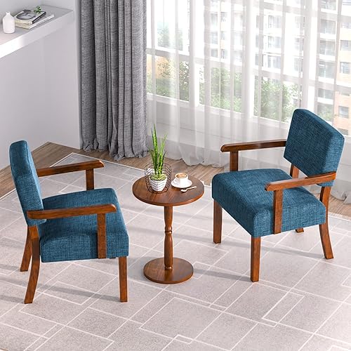 Miniatura 88 de Juego de 2 sillas decorativas con mesa, sillas de sala de estar con asiento suave y reposabrazos para sala de estar, dormitorio, sala de lectura,