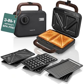 LEBENLANG Sandwich Maker 3 in 1-850 W with 3 Inserts for Grill Sandwich | Waffles I Waffle Sandwich Maker 3-in-1 Waffle Iron 