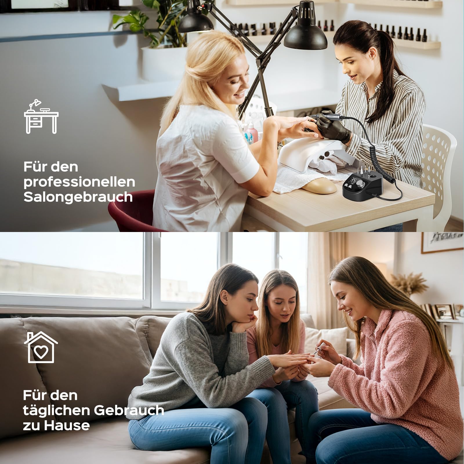 COSLUS E50 Nagelfräser Professionell Set 35000 U/min: Nagelfräser für Gelnägel Elektrische Nagelfeile Maniküre Pediküre Set mit LCD-Anzeige，6 Bits & 31 Schleifbändern für Salon und Zuhause