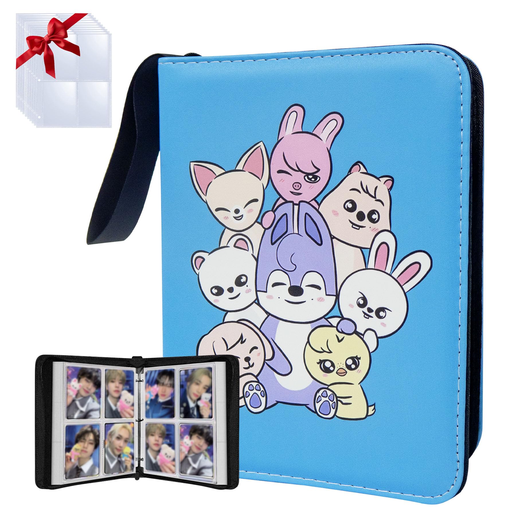 Kpop Photocard Binder for Stray Cards,4 Pocket with 50 Sleeves up to 400 Cards Cute Photo Album for Fans Boys and Girls