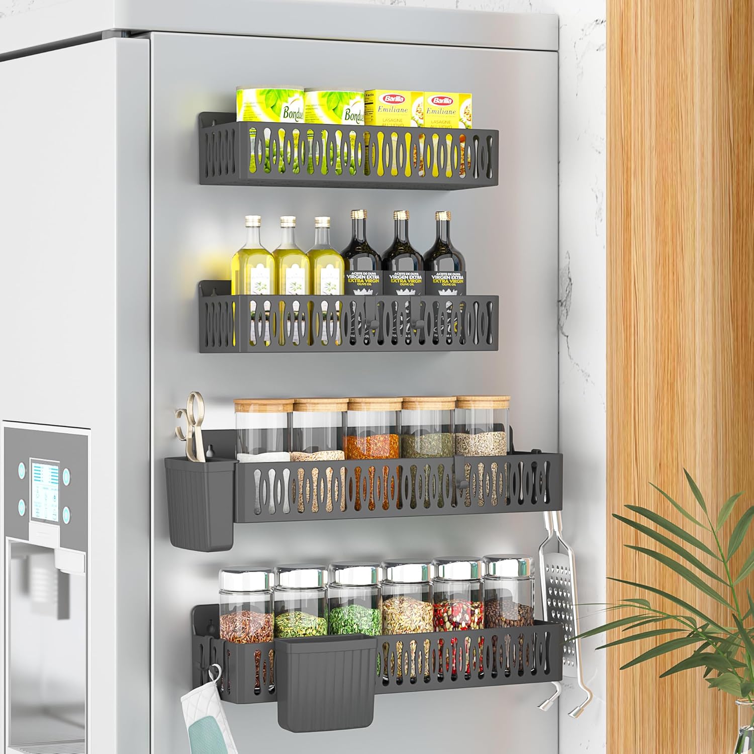 Kitchen Organization with Magnetic Shelves