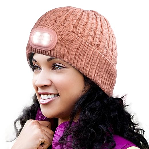 HEAD LIGHTZ Adults Beanie with Light Pink