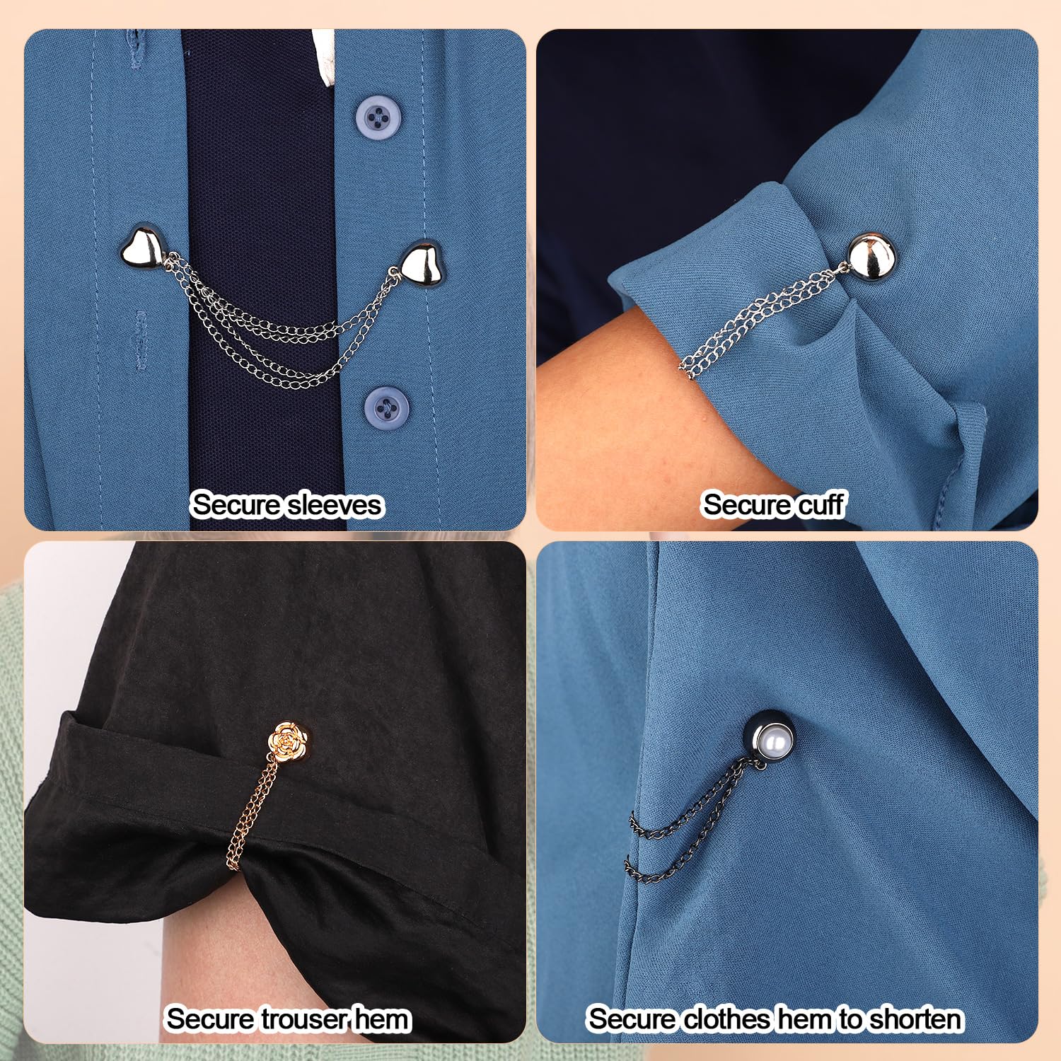 Spille Magnetiche per Abbigliamento in Metallo con Catena Multiuso
