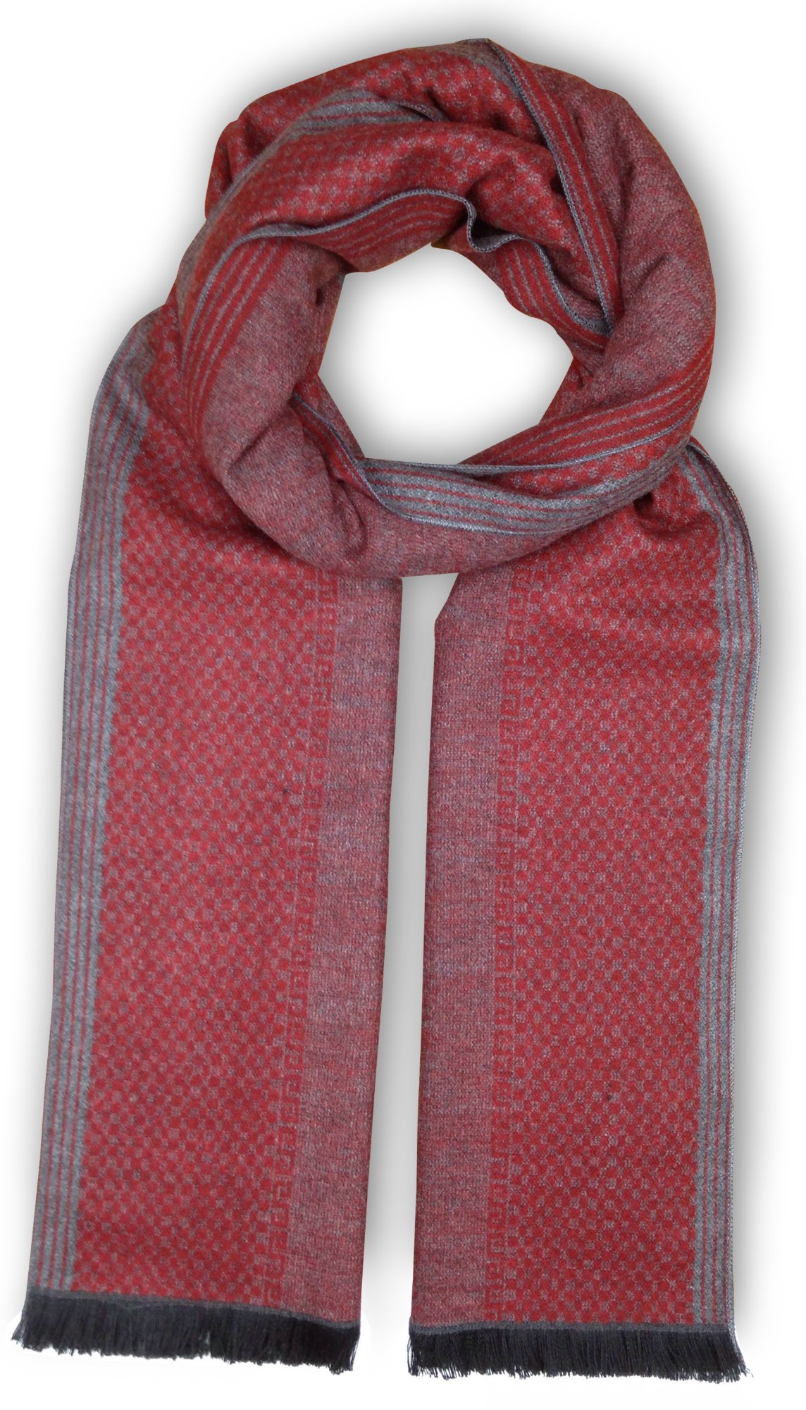 Bleu Nero Luxurious Winter Scarf for Men and Women – Large Selection of Unique Design Scarves – Super Soft Premium Feel Maroon Grey Vertical