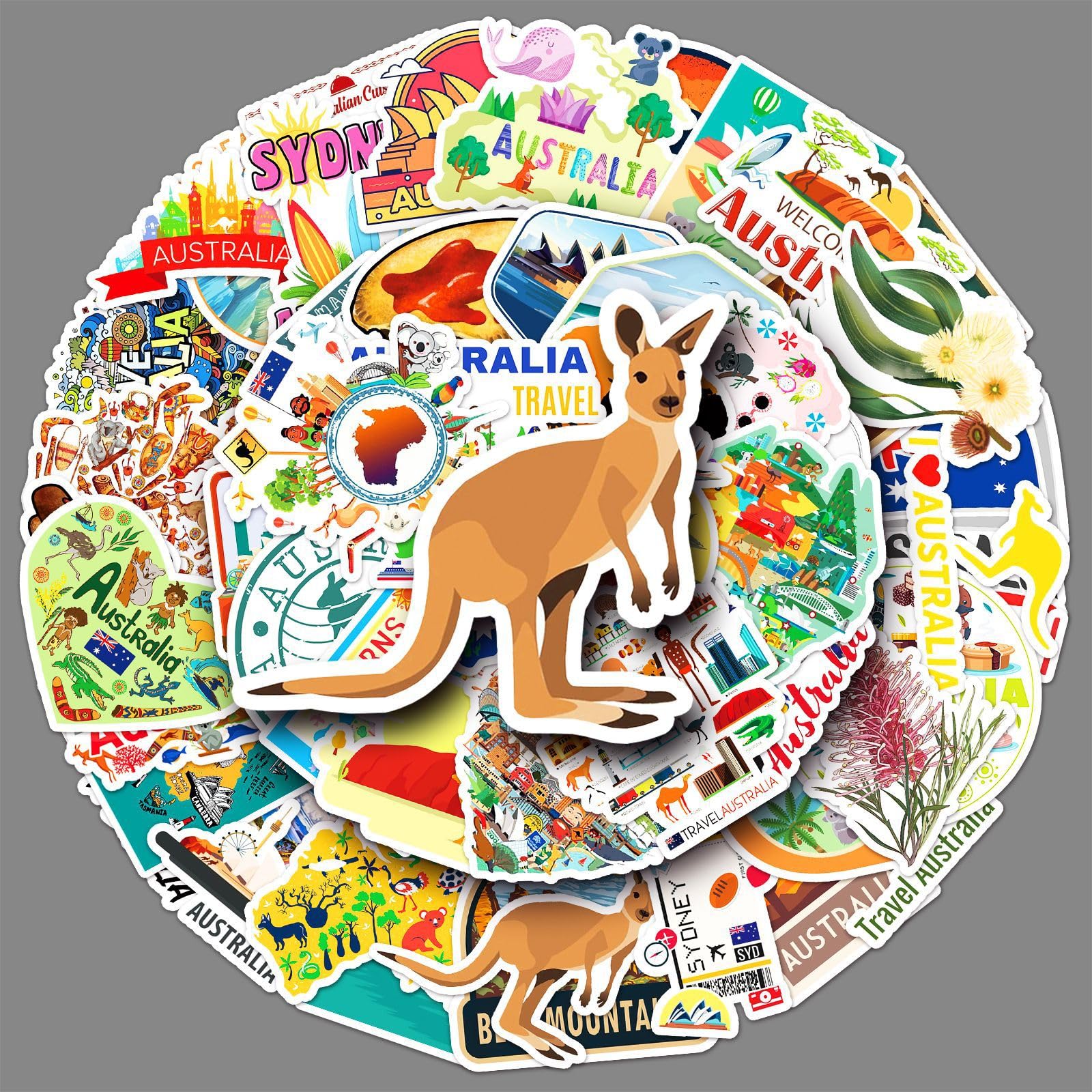 Australia Stickers 50Pcs Waterproof Cute Australian Landscape Sticker for Water Bottle Skateboard Computer Laptop Car Bike Luggage Phone Guitar,Vinyl Funny Travel Sticker for Adults Teens - Image 2