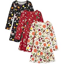 The Childrens Place Girls Printed Skater Dress, Long Sleeve