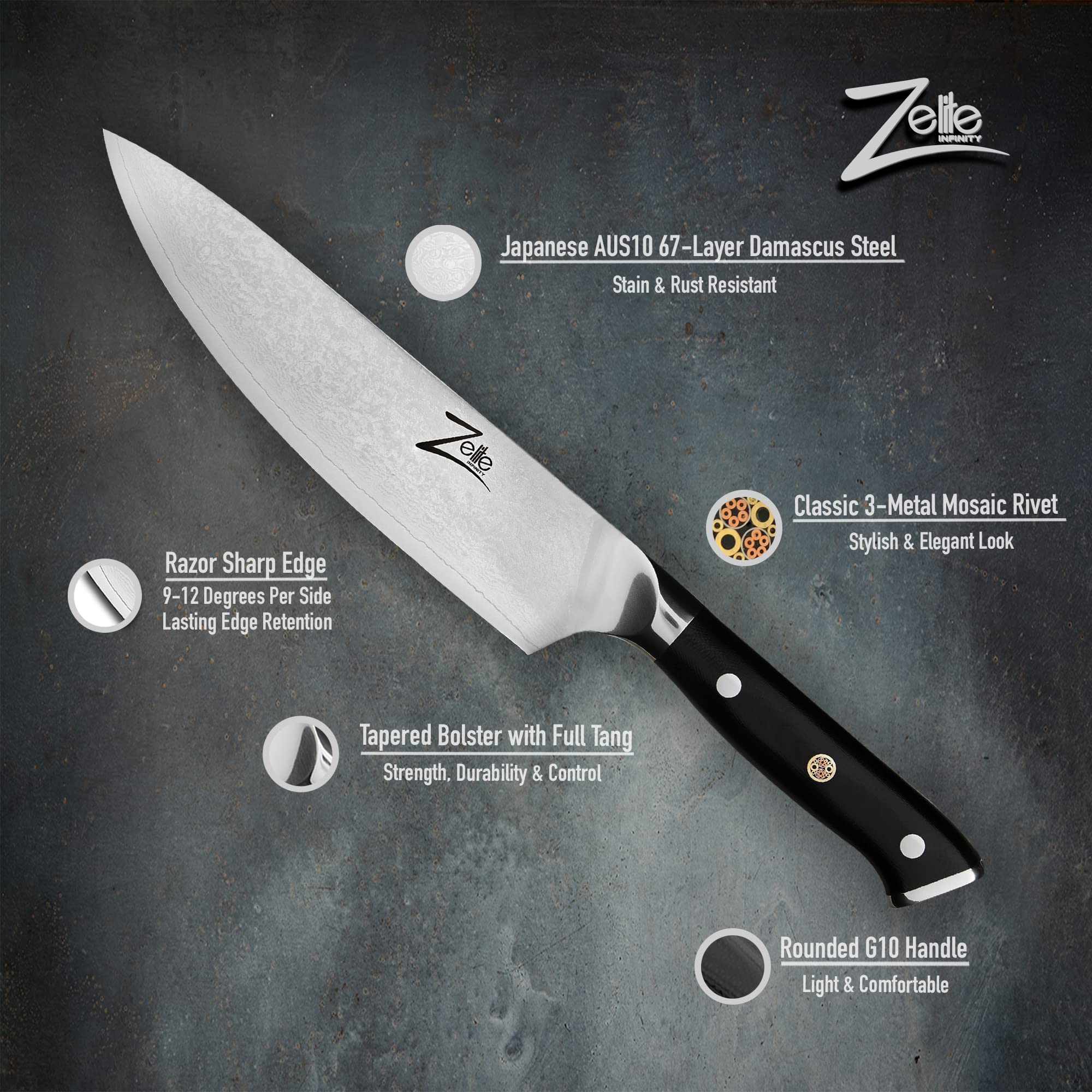 Buy Zelite Infinity Chef Knife 8 Inch, Japanese Chef Knife, Damascus