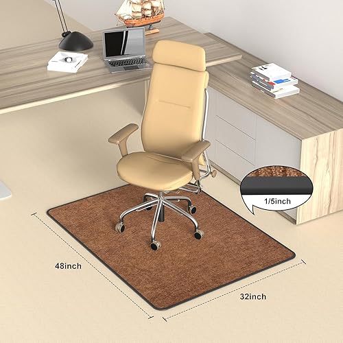 Miniatura 10 de Placoot Tapete para silla de escritorio para suelo de madera dura y azulejos, 55 x 35 pulgadas, tapete para silla de oficina para sillas rodantes