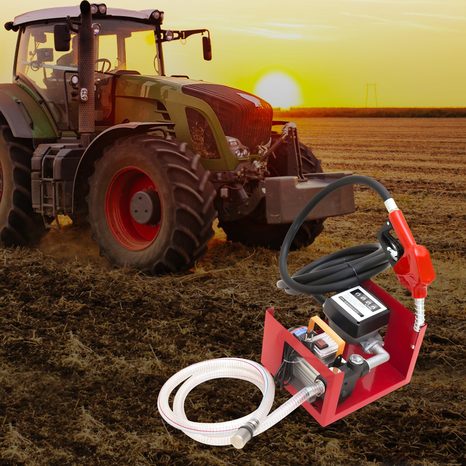Pompa diesel autoadescante da 550 W, 60 l/min, 220 V, pompa olio professionale con misuratore di flusso, pistola di erogazione e tubo per officina, agricoltura