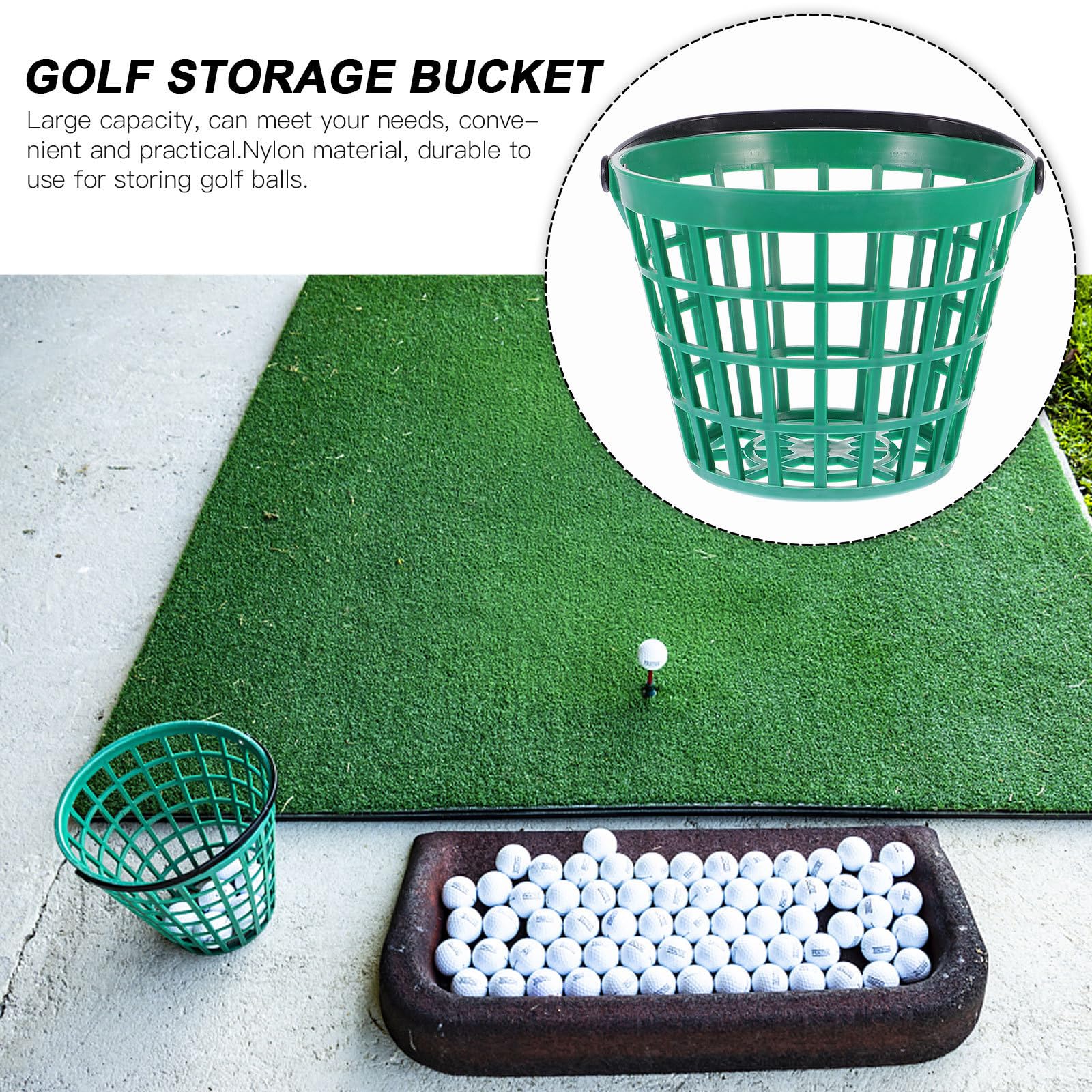 Cesta de Balones de Golf Verde de Nailon, Cubo 25 Bolas para Exteriores