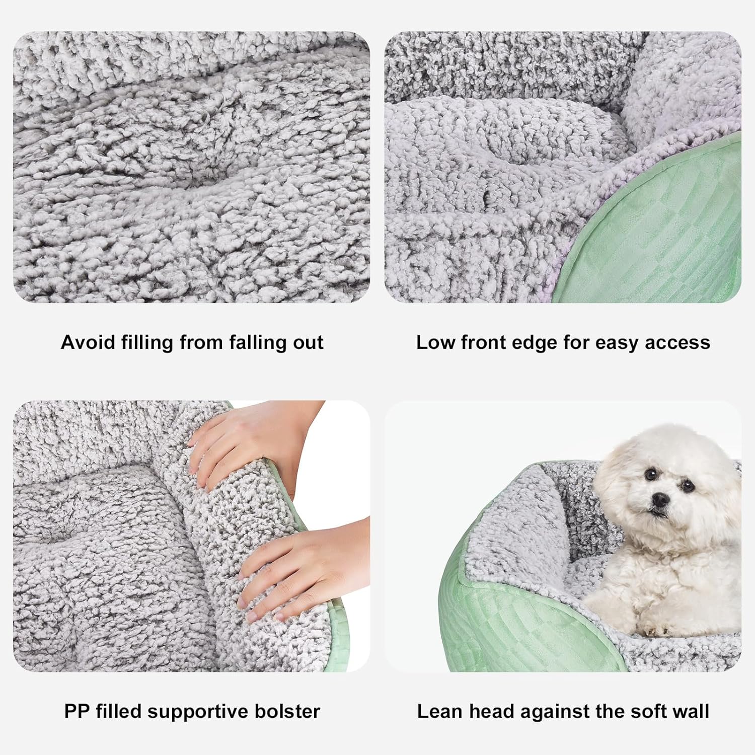 review Dog Beds for Small Dogs,Rectangle Machine Washable Sleeping Sofa Dog Beds,Imitation Lamb Cashmere Pet Bed for Puppy and Kitten with Slip-Resistant Bottom Green S