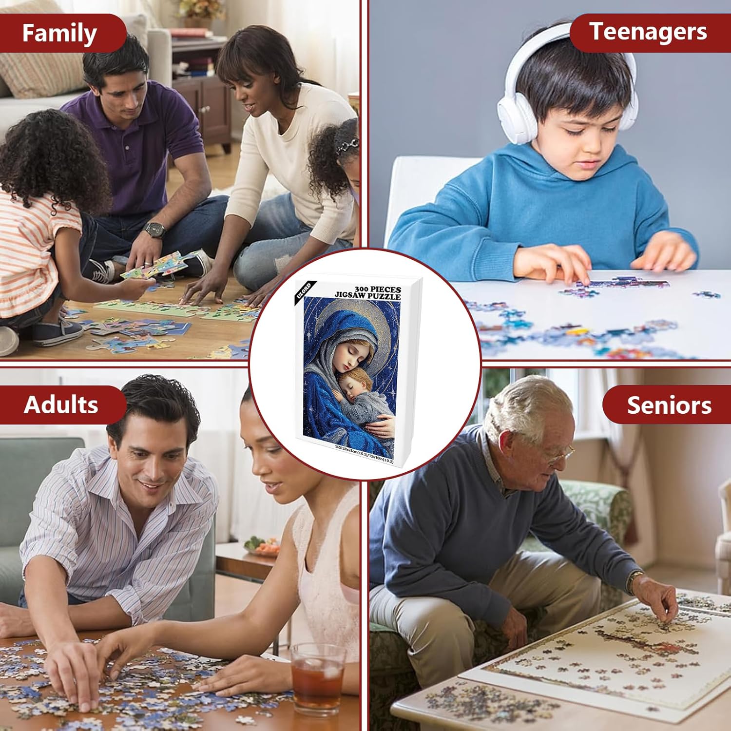 Great Jigsaw Puzzles for Adults 300 Pieces Starry Mosaic Art Religious Lady Puzzles for Adults Toys Gift Family Decoration Kids Puzzle