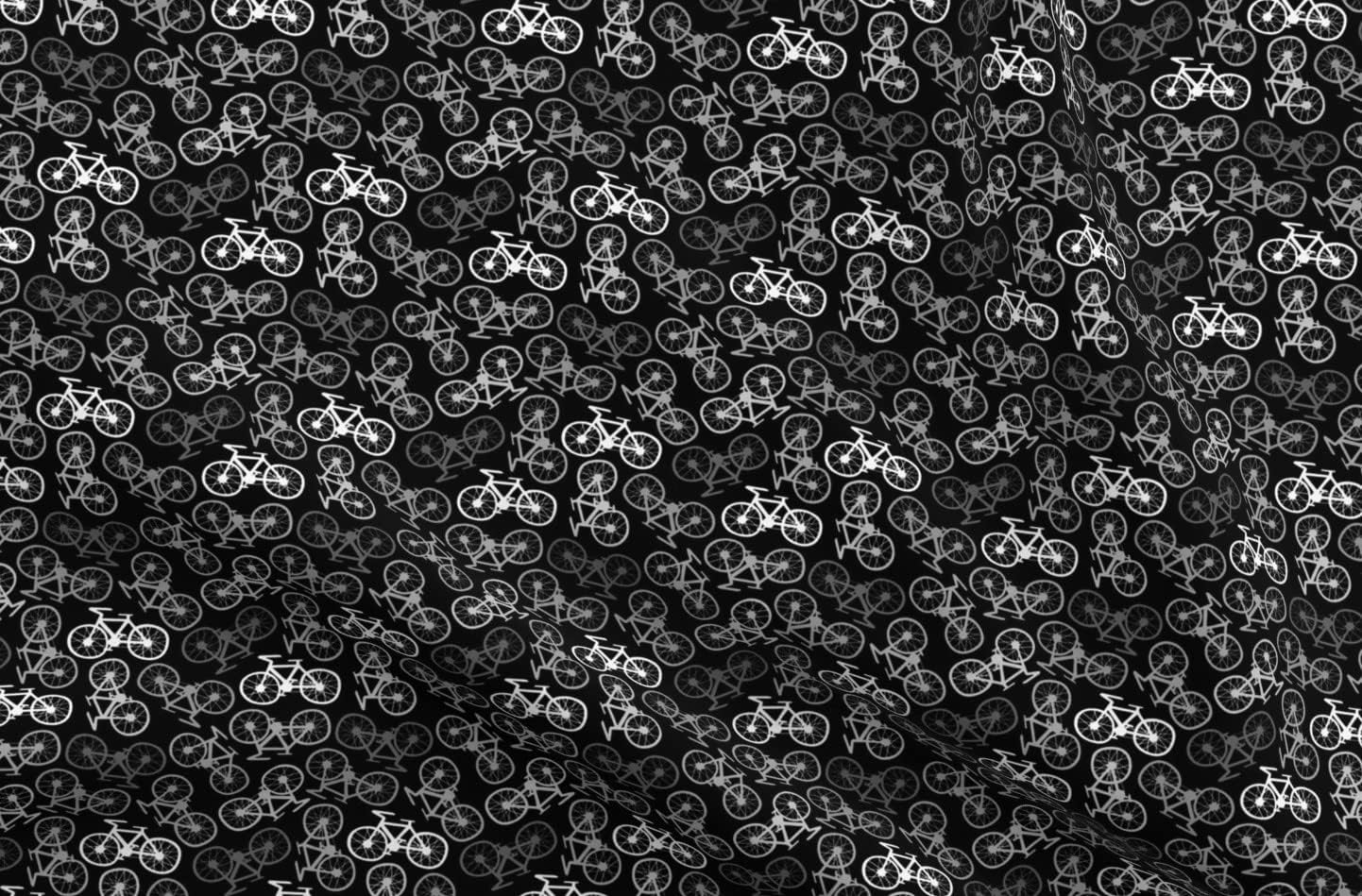 Spoonflower Fabric - Cycling Monochrome Bicycles Bike Cyclist Black White Printed on Petal Signature Cotton Fabric by The Yard - Sewing Quilting Apparel Crafts Decor