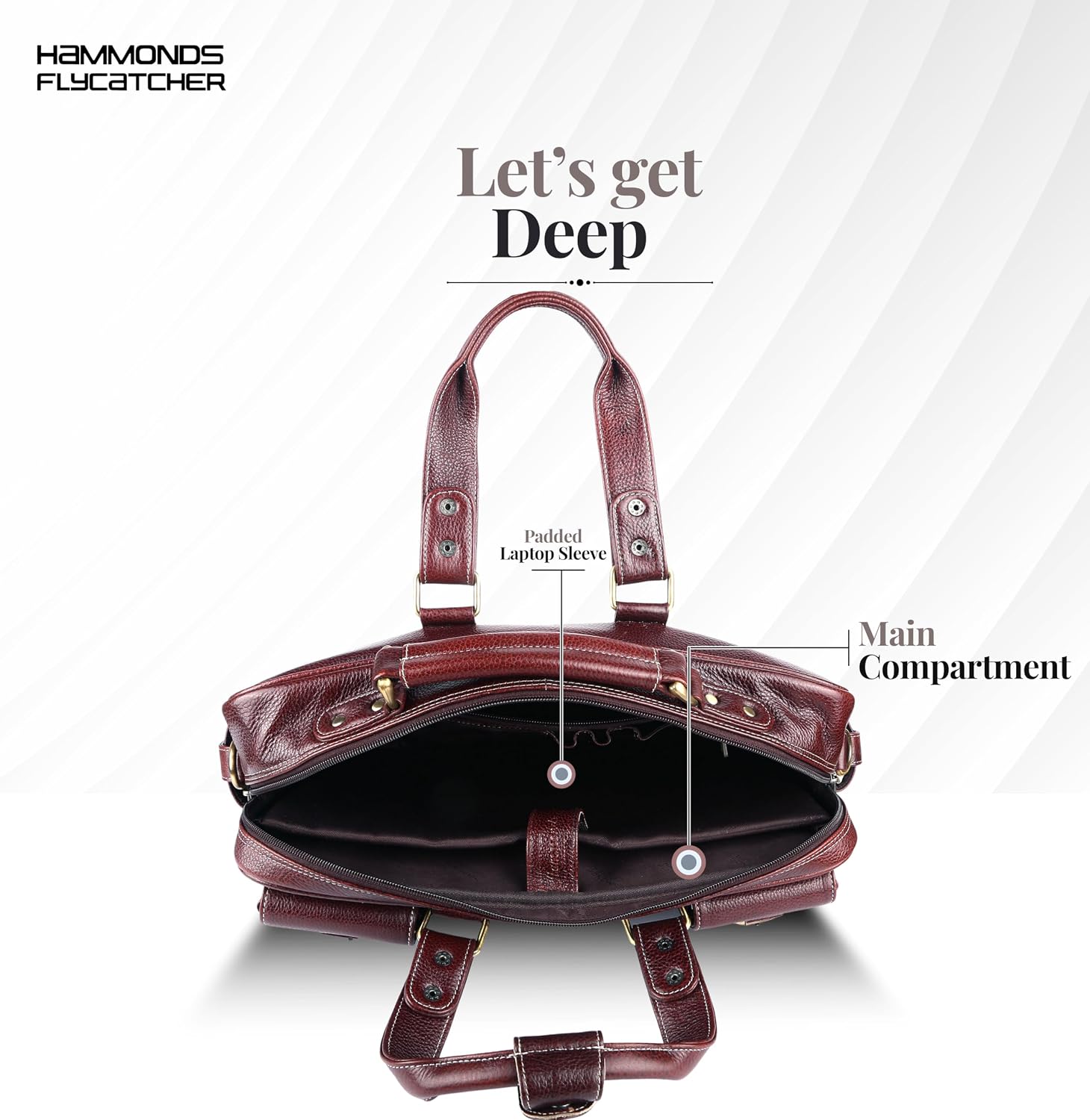 HAMMONDS FLYCATCHER Genuine Leather Laptop Bag for Men, Padded 15.6" Laptop Sleeve, Leather Messenger Bag for Men Briefcases