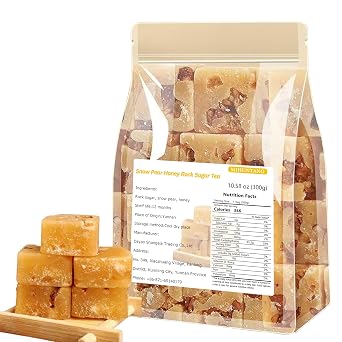 Snow Pear Rock Sugar Tea 10.58 oz Honey Combination Candy Cubes Sweet Tea | Snow Pear Yellow Rock Sugar Fruit Tea Combination Beverage,Individually Packaged Sugar For Tea Sweet,Baking,Cooking,Vegan