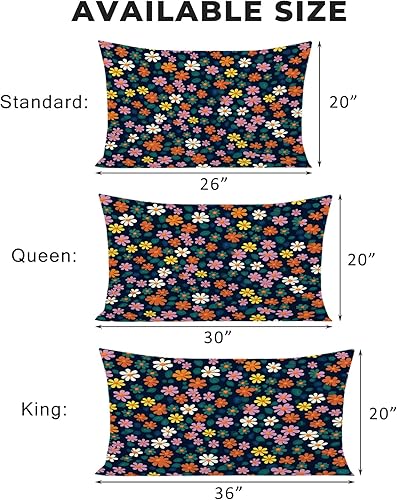 Miniatura 6 de Juego de 2 fundas de almohada retro de los años 70 de tamaño estándar, fundas de almohada de microfibra suave y transpirable con cierre de sobre,