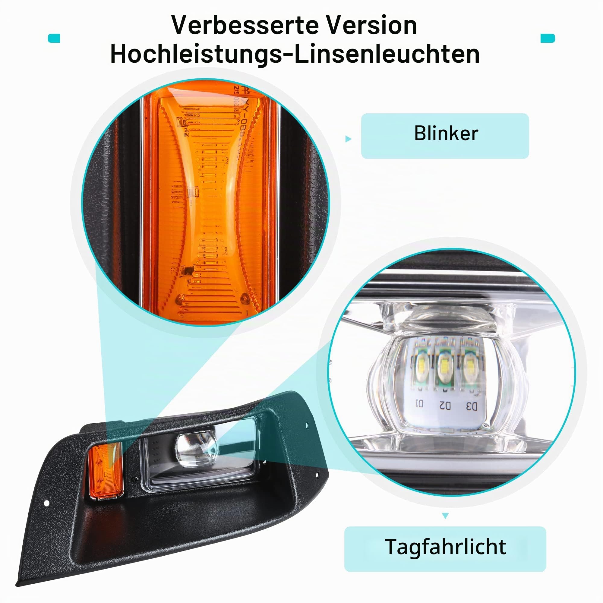 10L0L Golfwagenlicht-Set für EZGO TXT mit Tagfahrlicht für Fern-/Abblendlicht 1995–2013 (12 V/36 V/48 V) TXT Golfwagen mit Blinker, Bremslicht