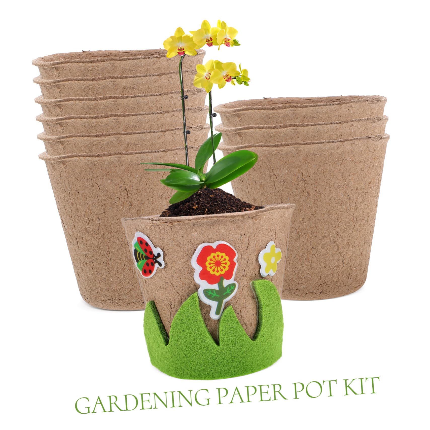 UPKOCH 4sätze Pflanztöpfe Mit Aufkleber Umweltfreundliche Pulp-töpfe Für Garten Und Blumen Bastelset Für Kreative Projekte Und