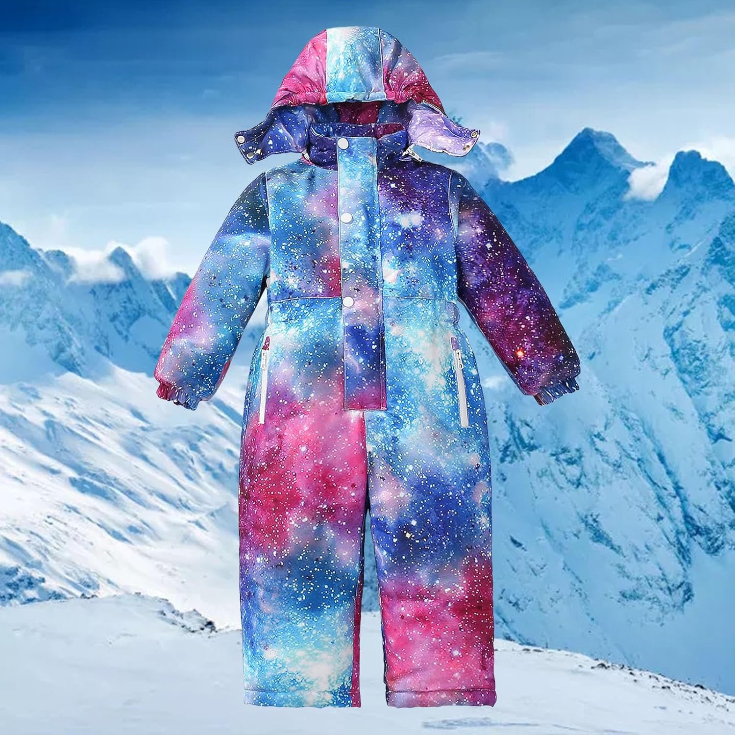 [YUWYOP] スキーウェア キッズ ジャンプスーツ 男の子 女の子 撥水加工 中綿 防寒着 子供 スノーウェア ワンピース つな