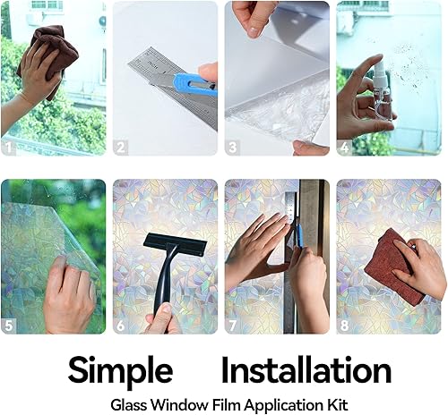 Miniatura 2 de Película de privacidad para ventana, 17.5 x 78.7 pulgadas, película de ventana arcoíris para privacidad de vidrio, película decorativa para