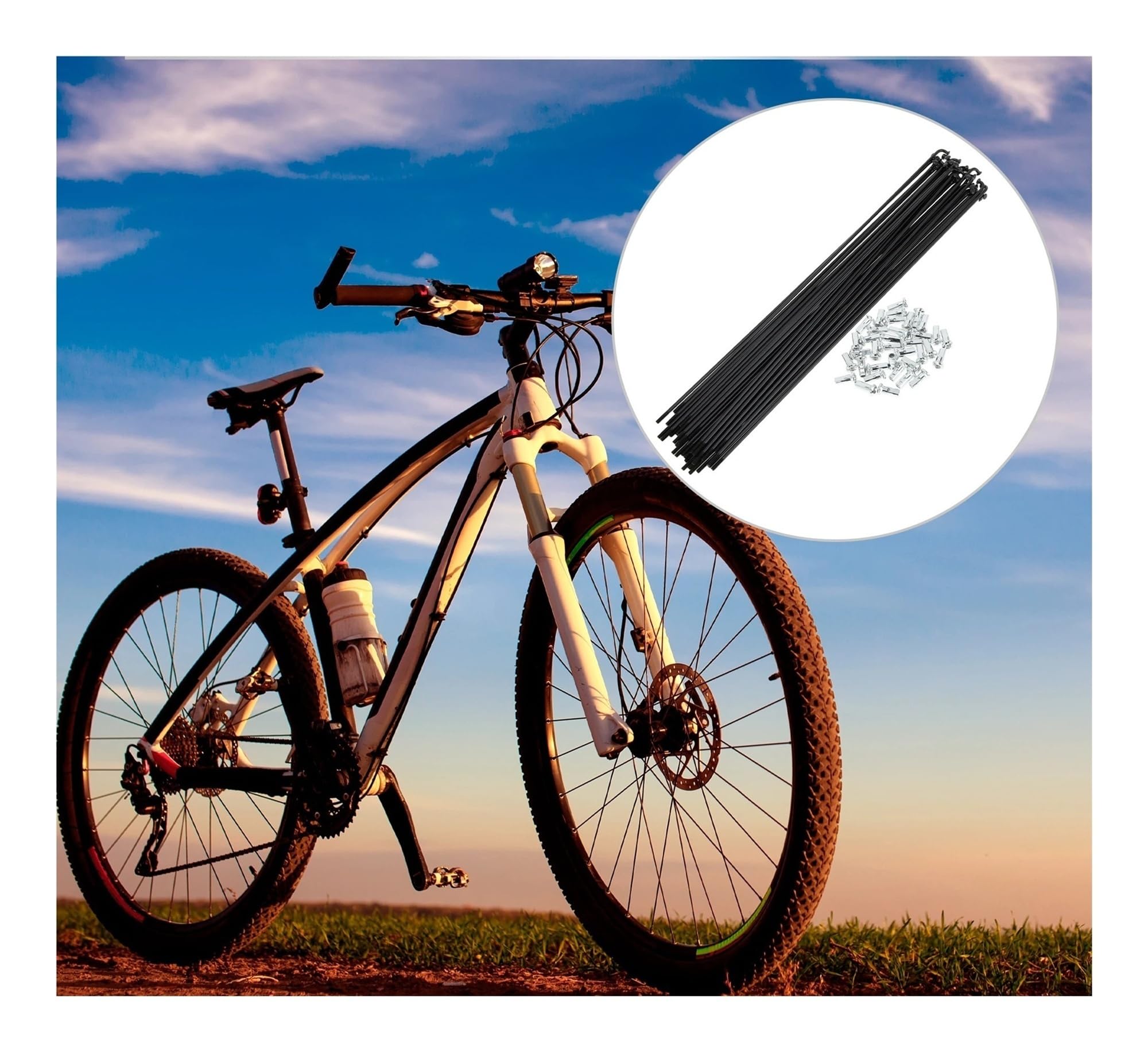 foyBicycle Spoke Kit 12G zestaw 36 szprych ze stali węglowej ze sutkami (148 mm-305 mm) do rowerów elektrycznych, górskich i szosowych
