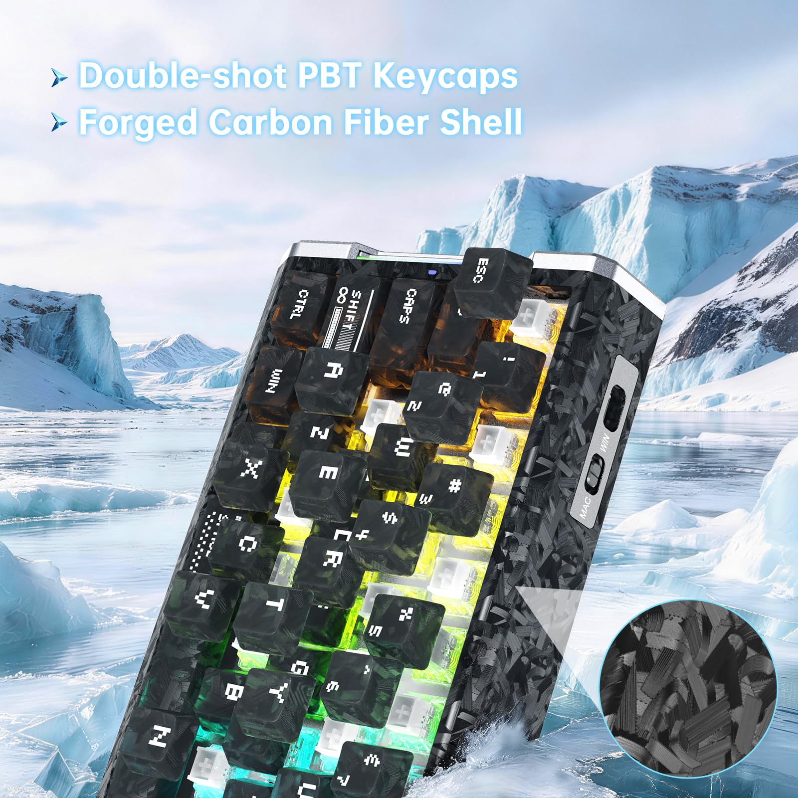 ATTACK SHARK「R68 HE」炭版 R68 HE Carbon Fiber 60% Keyboard | 8000Hz & 0.005mm RT