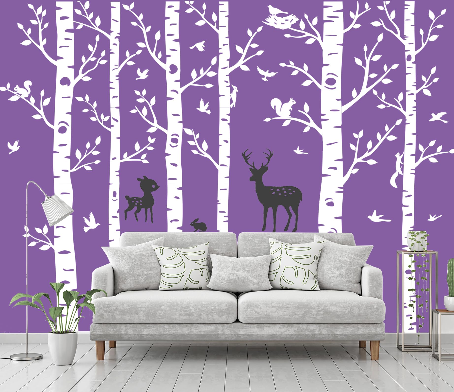 Forest Tree Wall Stickers Birch Tree Decal Nursery Kids Room Aazon.co ...