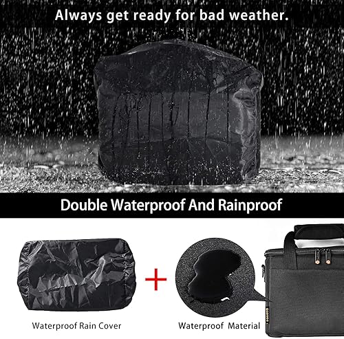 Miniatura 7 de FOSOTO Funda acolchada para cámara con cubierta extra para lluvia compatible con Canon EOS Rebel T3i T5 T6 4000D SL2 Nikon B500 D3400 Panasonic