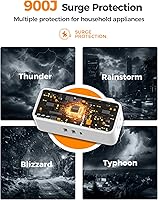 Vista 4 de Flat Extension Cord 15 FT, TESSAN Surge Protector Power Strip with 4 AC Outlets 1 USB C and 2 USB A Ports, 900 Joules Protection, Multiple Wall Plug