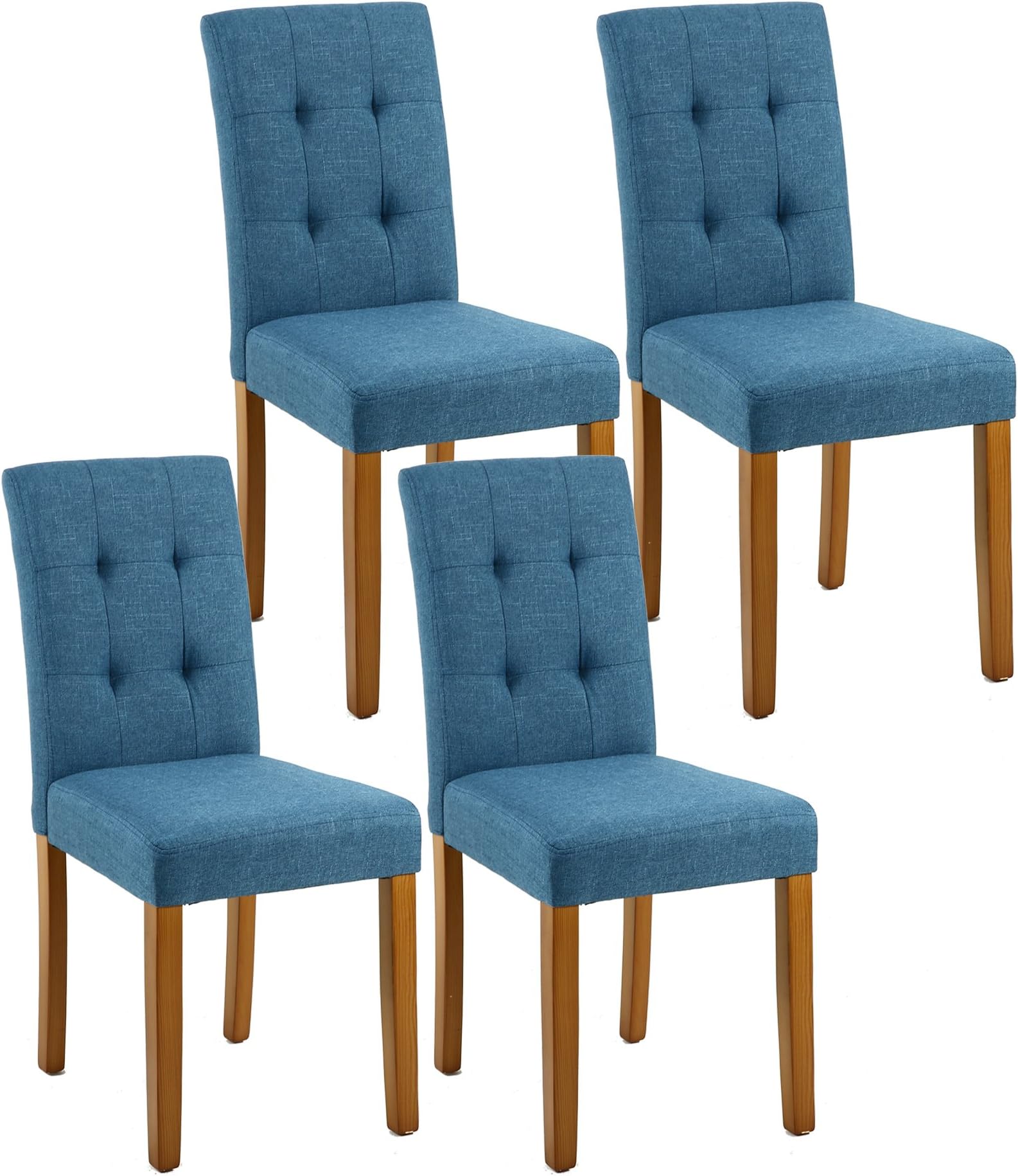 LSSPAID Dining Chairs Classic Fabric Parson Kitchen Chairs for Dining Room,Solid Wood Chairs,Set of 4 (Blue)