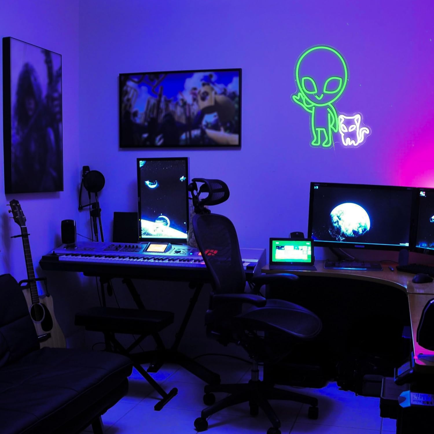 Alien Cat Neon Sign Dimmable Weird Alien Neon Light Wall Decor 5V USB Powered Cute Cat LED Light Sign for Bedroom Living Room Game Room Man Cave Bar Party Cafe Boys Girls Gift(16.5 * 12.6In) - Image 5