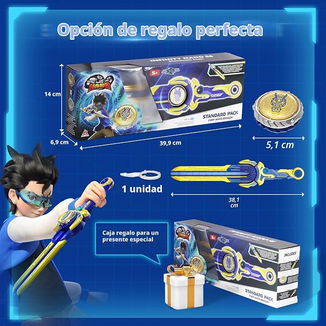 Foto 6 de 6 de INFINITY NADO Lanzador Espada - Peonza Metal Luminosa Azul 5+
