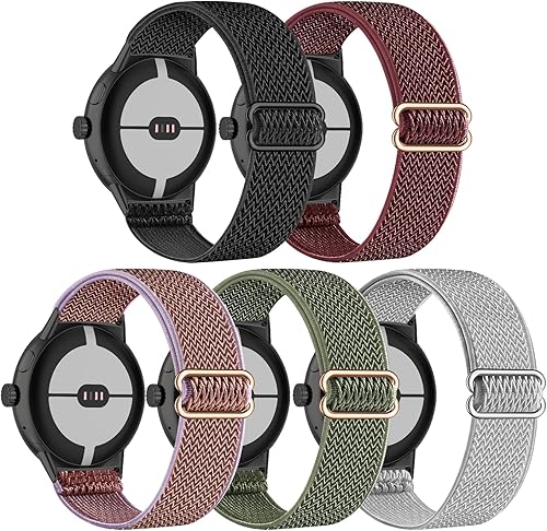 Vista 15 de Paquete de 5 correas elásticas de nailon compatibles con Google Pixel Watch 3 de 1.614 pulgadas/Google Pixel 2/Google Pixel Watch para mujeres