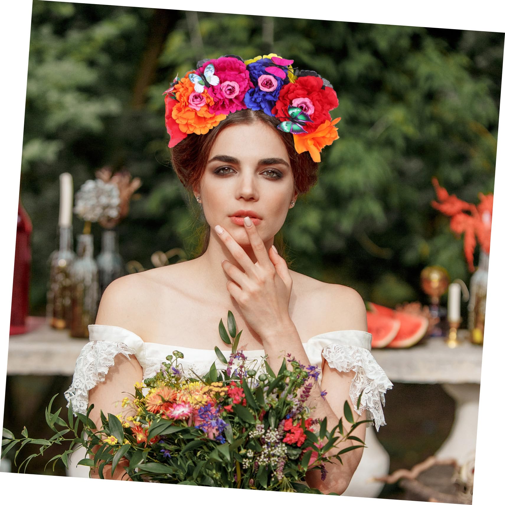 Diadema de Flores de Plástico para Mujer y Damas de Honor