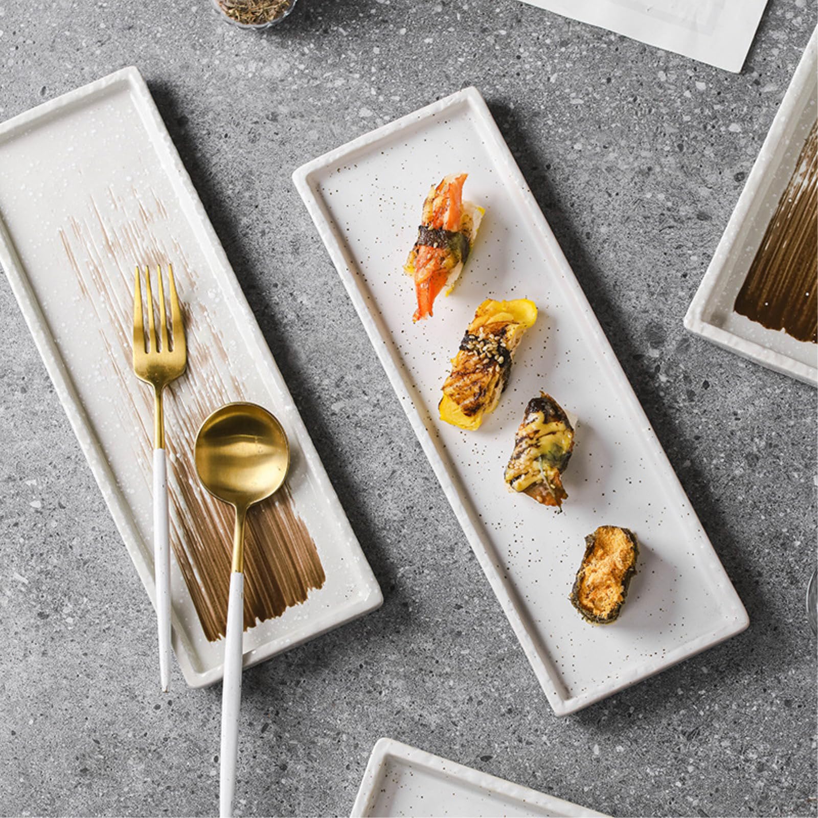Japoński styl ceramiczny długi talerz = domowy grill długi kwadratowy talerz - 35 cm - ekstremalny rymowanek