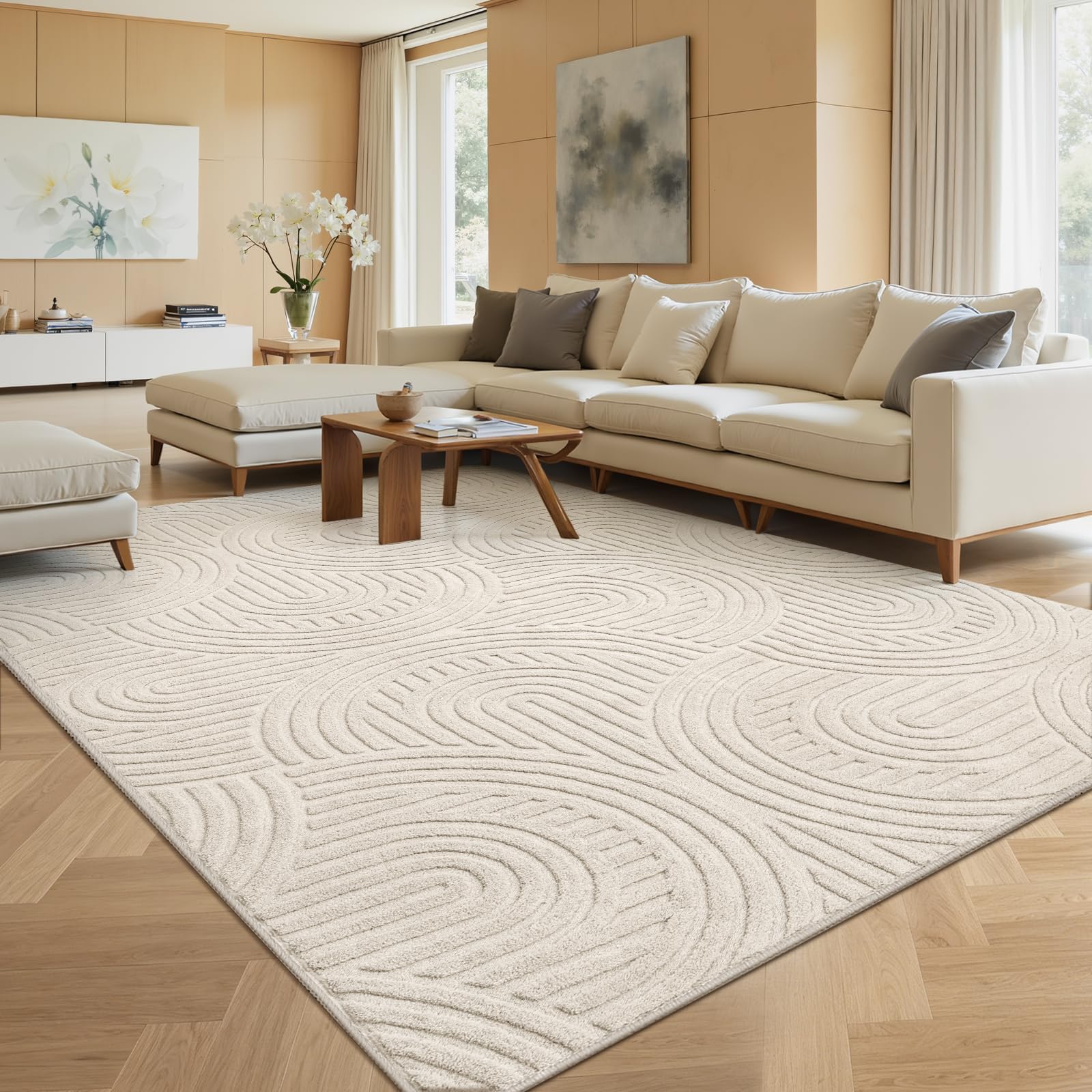 Tapis lavable en machine antidérapant et doux à poils courts 200x300
