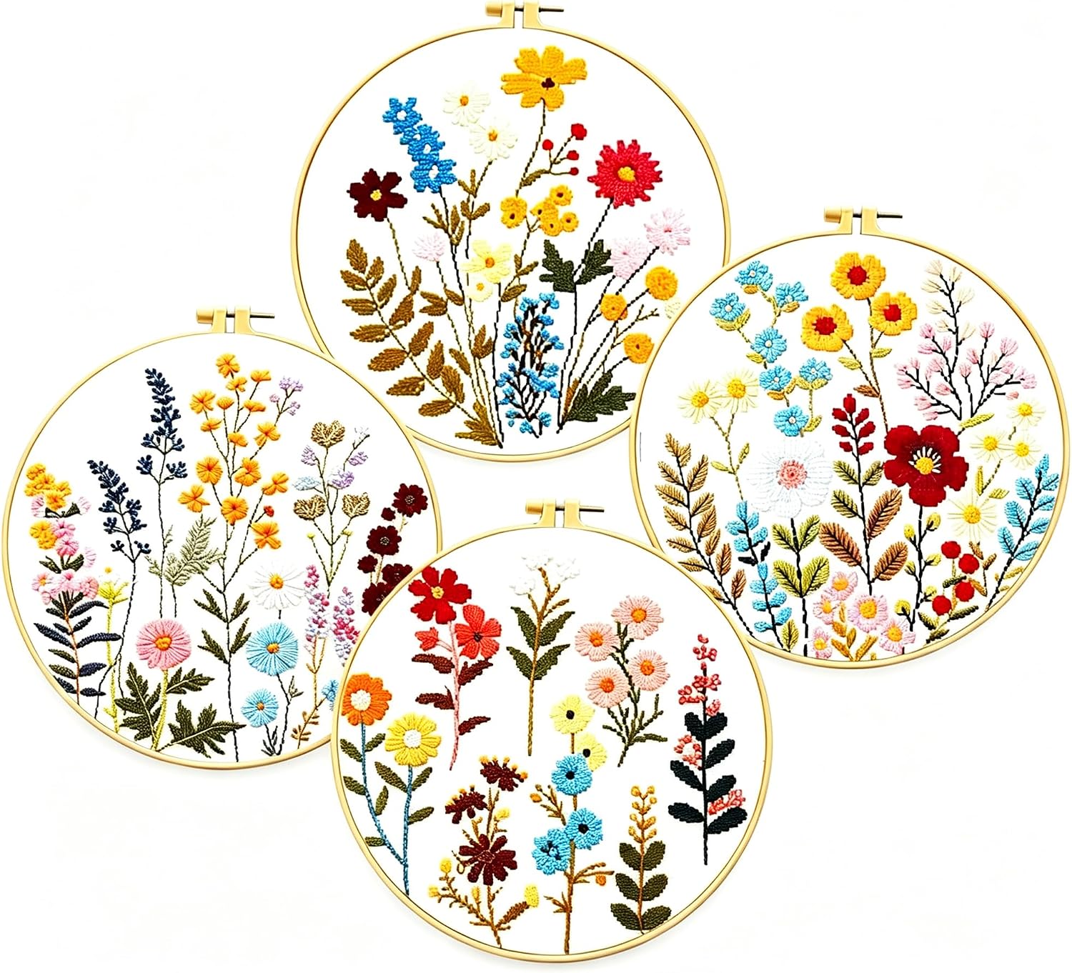 Zhenqing Floral Cross Stitch Kit for Adults Beginners - Printed Flower Garden & Botanical Embroidery Design | 11CT 9.45"x9.45" DIY with Thread, Fabric | Home Decor Wall Art Gift 68031
