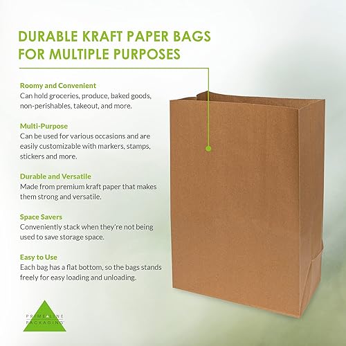 Miniatura 2 de Prime Line Packaging Bolsas de papel kraft desechables, bolsas de almuerzo extra grandes para llevar golosinas, comestibles, panadería, aperitivos y