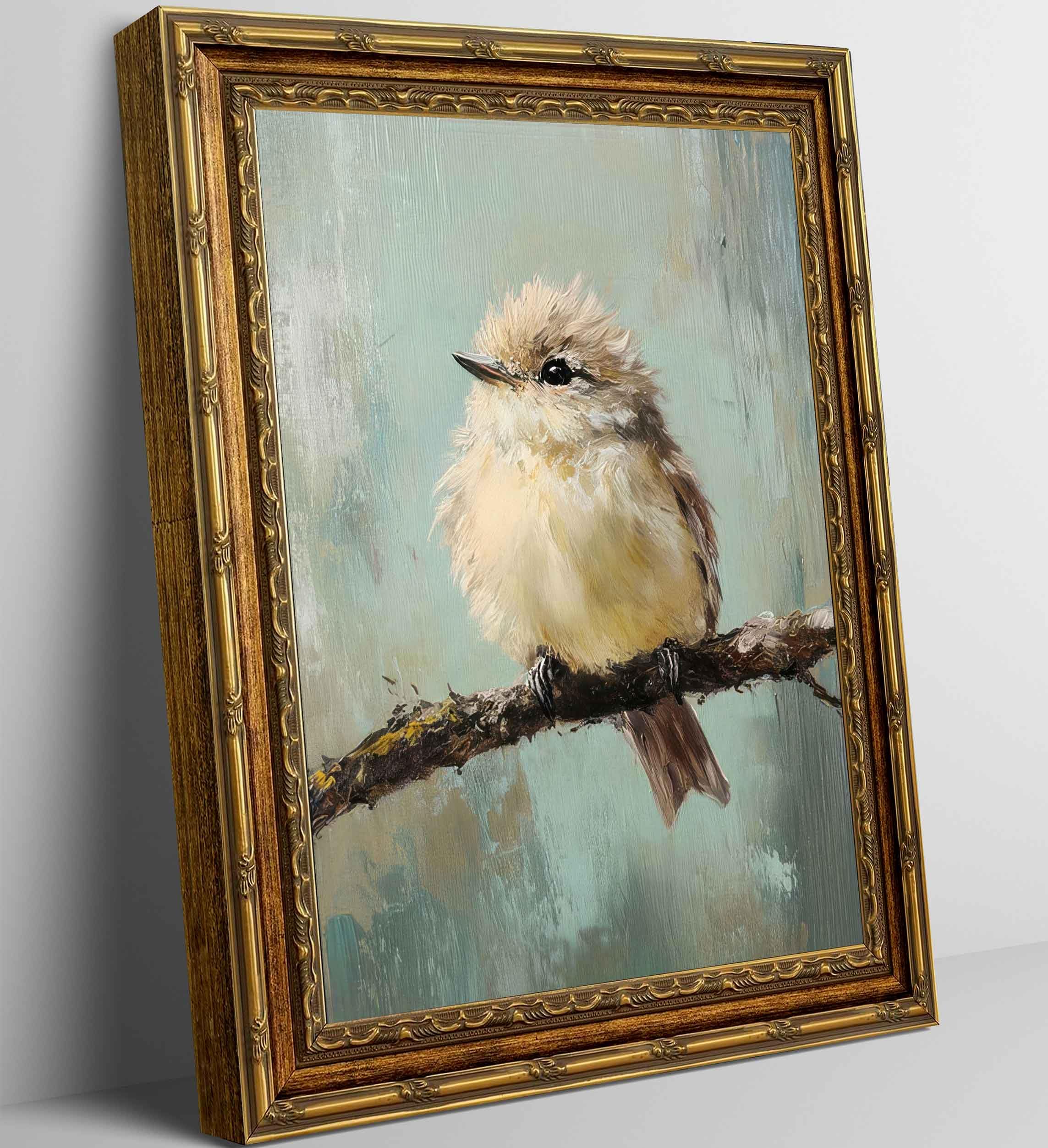 styfasin Gold Framed Sparrow Canvas