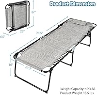 Vista 3 de Tangkula Widen - Sillón plegable y reclinable, portátil con 4 posiciones de respaldo, 2 posiciones de patas, almohada, silla de playa para tomar