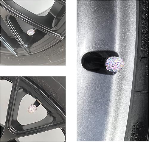 Miniatura 9 de JUSTTOP - Juego de 4 tapas en cristal para los cierres de las válvulas de las llantas de tu automóvil, hechas a mano, en forma de diamantes de