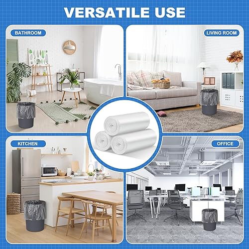 Miniatura 7 de WJXWHSWX Bolsas de basura pequeñas de 4 galones, bolsas de basura pequeñas para baño, bolsas de basura transparentes para latas de basura pequeñas,