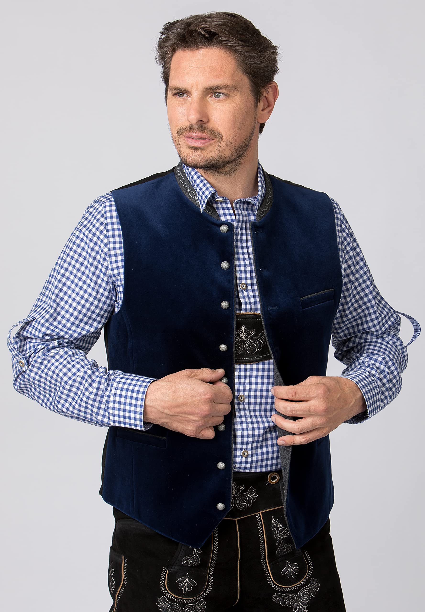 Stockerpoint Herren Trachtenweste Lorenzo I Größen 46-64 I Traditionelle & hochwertige Weste mit verstellbarem Riegel I Perfekt für Trachten & Festlichkeiten