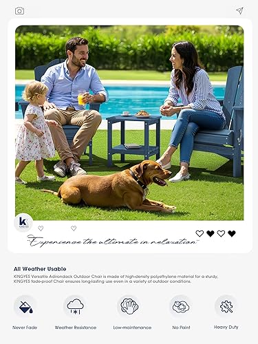 Miniatura 6 de KINGYES Silla Adirondack Plegable, Sillas de Patio HDPE para Todo Clima con Portavasos, Sillas con Textura de Madera para Fogata para Piscina, Patio