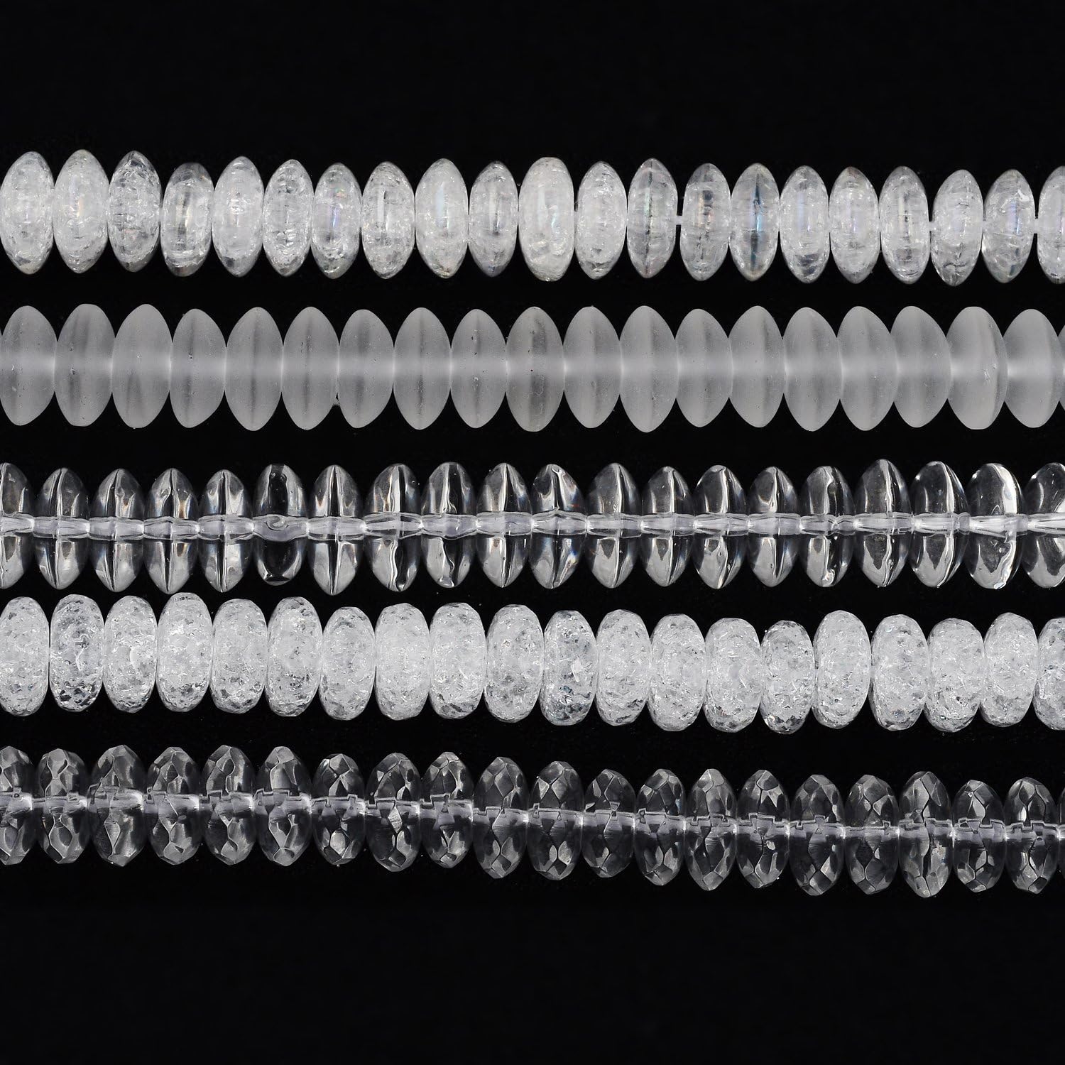 RUBYCA Natural AAA Grade Quartz Crystal Clear Mix Rondelle Beads for Jewelry Making (1 Strand, 6mm)
