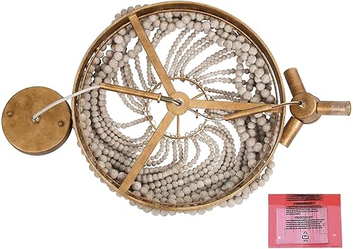 Miniatura 9 de Lámpara de techo con cuentas de madera, estilo bohemio, semiempotrada, lámpara de techo de 3 luces doradas para dormitorio, pasillo, cocina,
