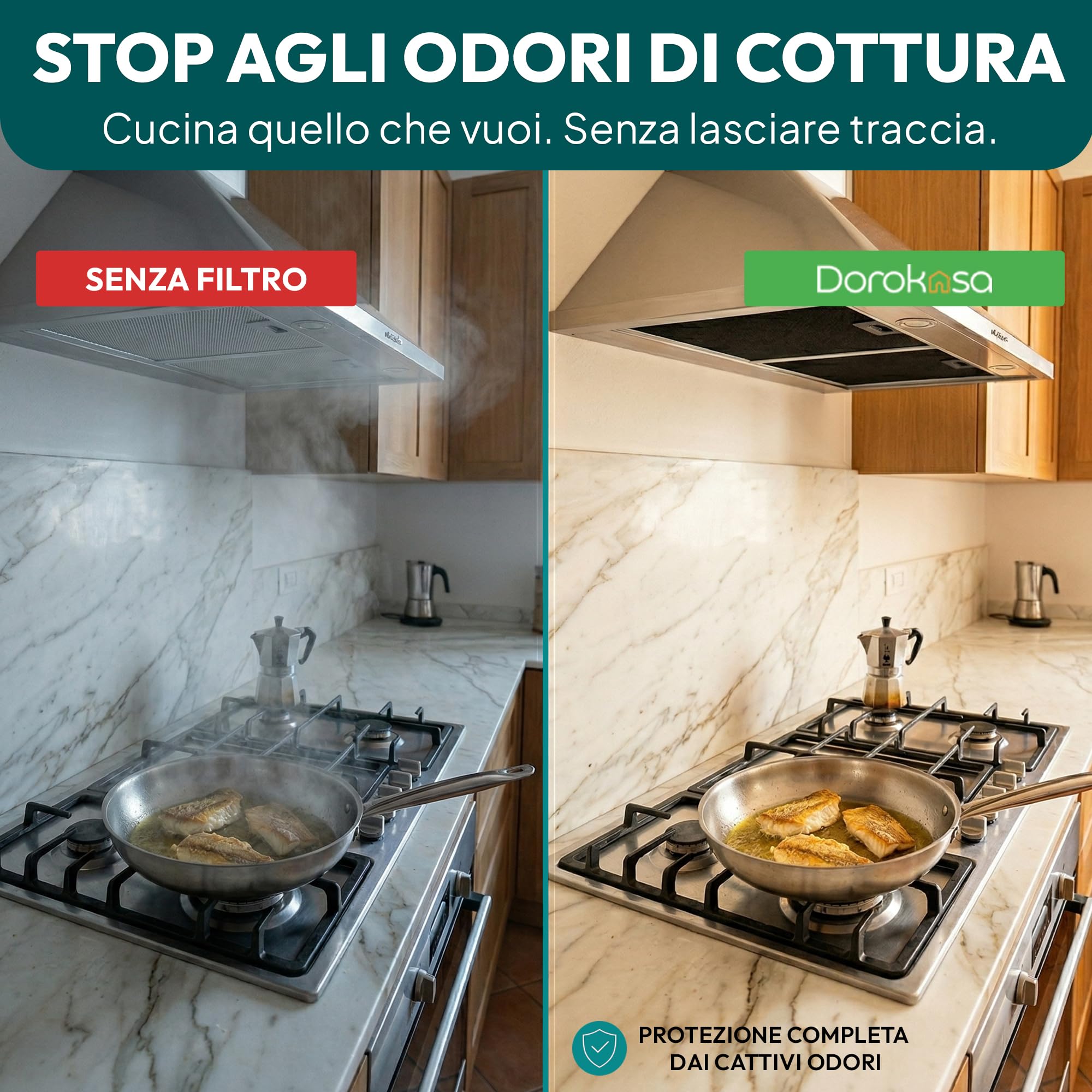 Filtro Cappa Cucina Universale ai Carboni Attivi 50x100 cm | Telo Antigrasso Antiodore Ritagliabile | Filtri per Cappa Cucina a Ricircolo | Compatibile con Tutte le Cappe Aspiranti | Made in Italy - 3