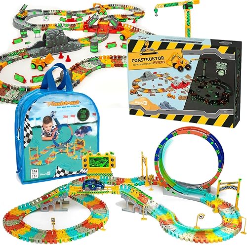 Miniatura 1 de JITTERYGIT Paquete de regalo de Navidad para pista de carreras y construcción, que brilla en la oscuridad, juego de construcción de vehículos STEM,